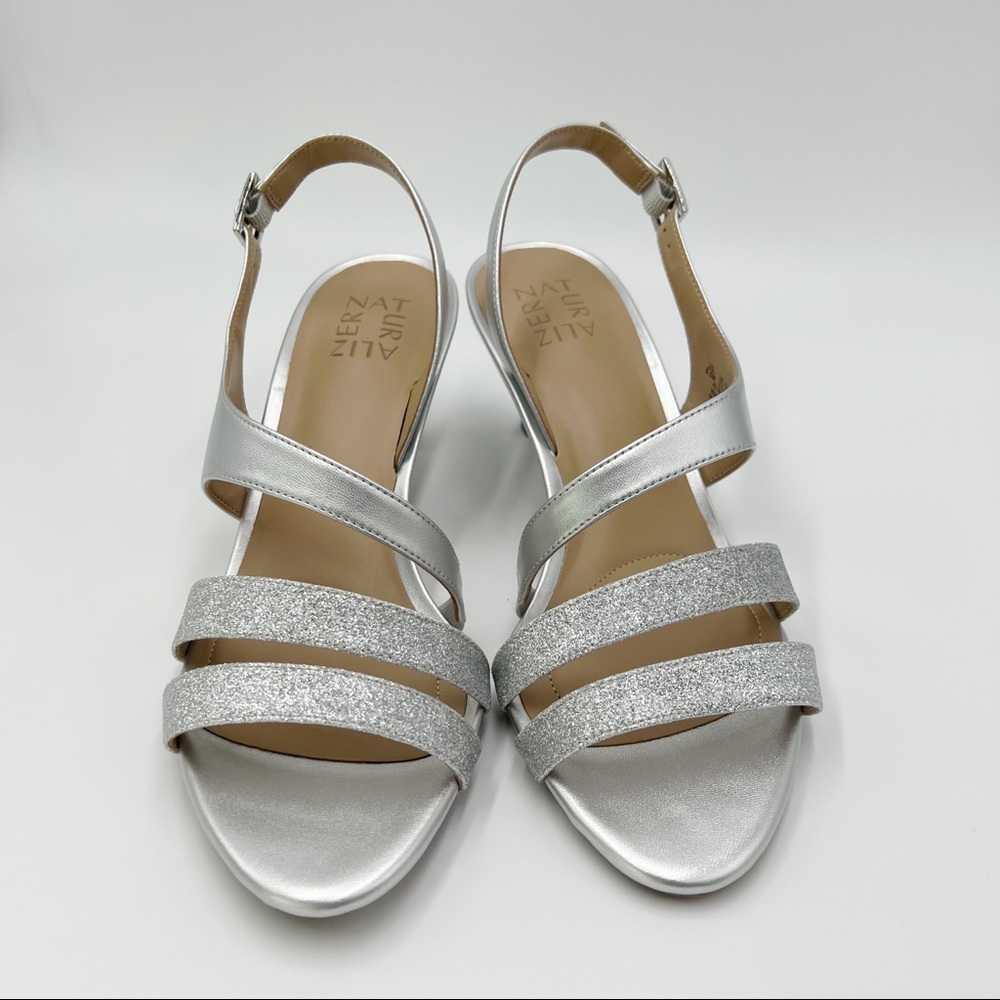 Naturalizer Women's Silver Metallic Glitter Taimi Strappy Dress Sandal Heels 8.5 - Picture 3 of 14
